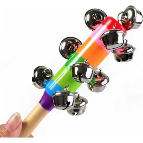 Mupin [cloud business alliance] wooden colorful hand bell rainbow bell baby enlightenment hand bell manufacturer direct sales