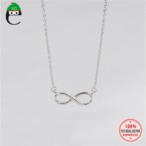 ElfoPlataS Minimalist 925 Sterling Silver Fashion Hollow Infinite Pendant Necklace For Women Party 925 Necklace Jewelry DD803
