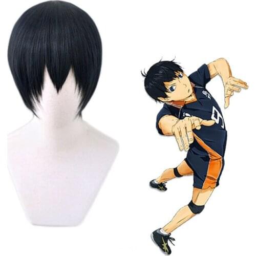Haikyuu!! Kageyama Tobio Black Blue Short Wig Cosplay Costume Heat Resistant Synthetic Hair Haikiyu Karasuno Men Women Wigs