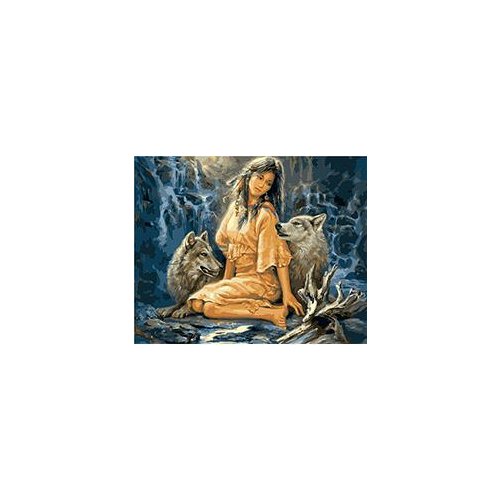 MaHuaf-W062 Girl and wolf paintings for living room wall coloring by numbers on canvas for home decor
