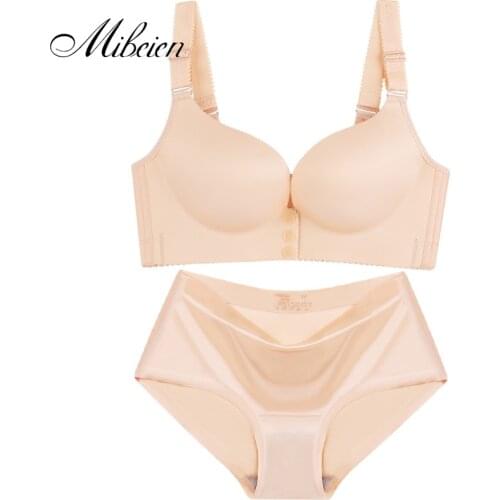 New front button plus size bra set Underwear set with removable side support lingerie femme big size plus size bra set