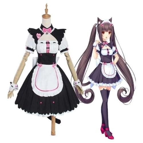 Cat Neko Girl NEKOPARA Cosplay party costumes Dropshipping Chocola NEKOPARA Cosplay Chocolahalloween Vanilla Maid Dress Costume