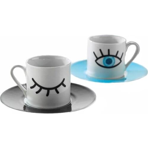 Kütahya Porcelain Dream 11008 Pattern 2 Person Coffee Cup Set Turkish Coffee Espresso Made in Turkey %100 Original