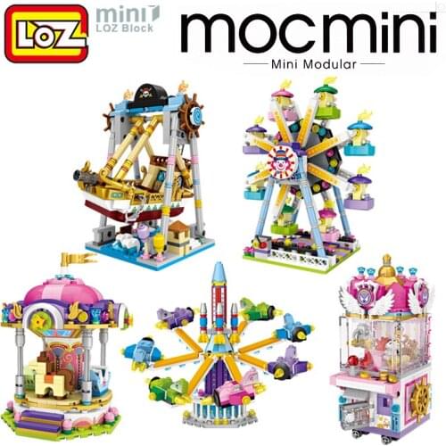LOZ Mini Amusement Park Building Blocks Toy Rotary Aircraft Merry-go-round UFO Catcher Offical Authorized Distributer Child Gift