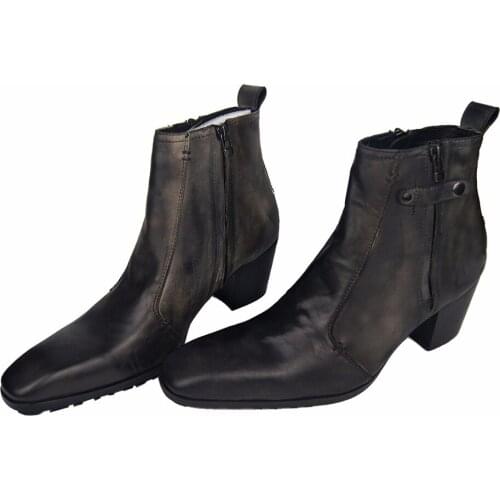 OTTO Designer Man Shoes Handmade Genuine Leather Brand Shoes Boot Classic Retro Shoes Sheepskin Leather High Heel Boots For Men