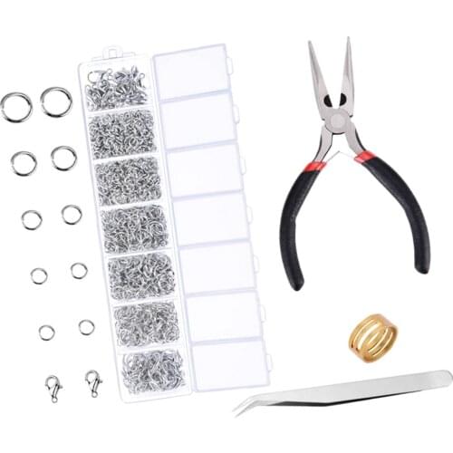 7 Grids Jewellery Findings Kit Lobster Clasps Jump Rings Plier DIY Jewelry Making