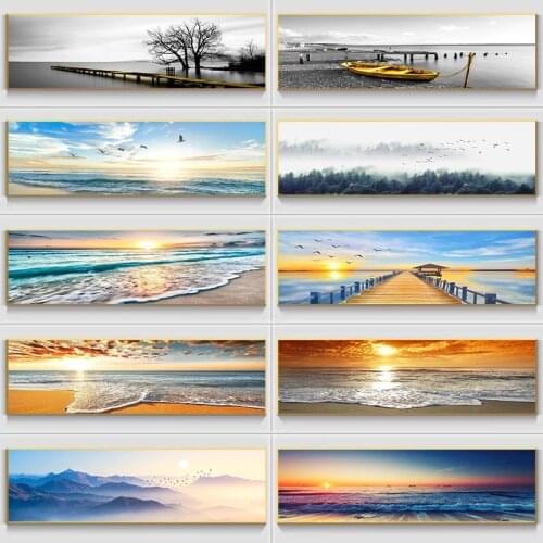 Natural Beach Sunset Landscape Canvas Paintings No Frame Seaside Posters and Prints Wall Art Picture for Living Room Home Decor