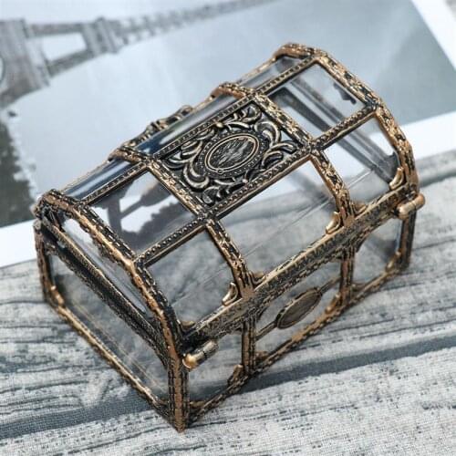 Plastic Transparent Drawing Texture Pirate Treasure Box Crystal Gem Jewelry Box Storage Organizer Trinket Keepsake Chest