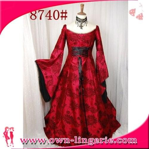 Renaissance Princess Costume medieval Red Party Costume ,Medieval costume long dress w1359