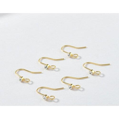 18K Gold-Plated Zircon Ear Ring Handmade DIY Earrings Ear Hook Ear Rings Accessories Material 10pcs