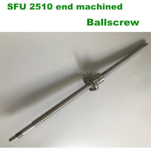 BallScrew 2510 SFU2510 650 700 800 900 1000mm Rolled Ball screw with single Ballnut for CNC parts BK/BF20 standard end machined
