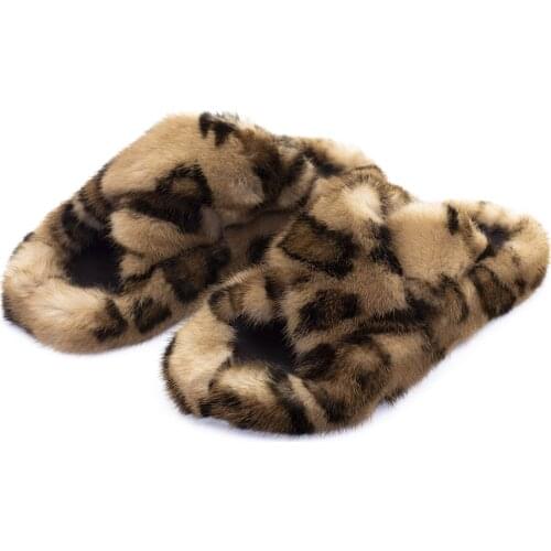 Real Mink Fur Slides Women Indoor Outdoor Slippers House Fur Sandals Furry Shoes Anti-Slippery Flip Flops