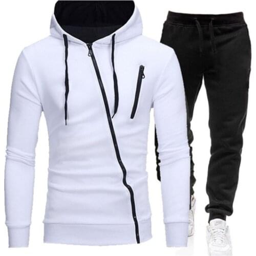 2020 Tracksuit Men 2 Pieces Set Sweatshirt + Sweatpants Sportswear Zipper Hoodies Casual Mens Clothing Ropa Hombre Size S-3XL
