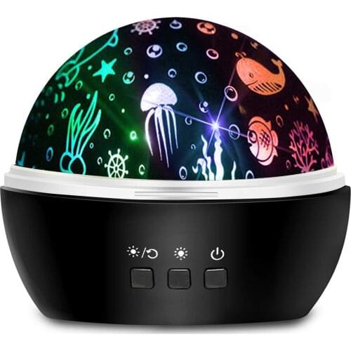 Kids Night Light 360° Rotating Starry Night Light Projector for Baby, Ocean Wave Projector for Kids Bedroom Decoration