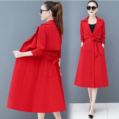 Trench Coat Women 2021 New Spring Autumn Fashion Plus Size 4XL Thin Female Windbreaker Casual Long Sleeve With Belt Overcoat