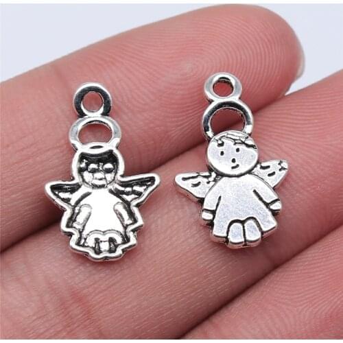 Tristana 40pcs 19x13mm Antique Silver Color Angel Charms Pendant For Jewelry Making DIY Jewelry Findings