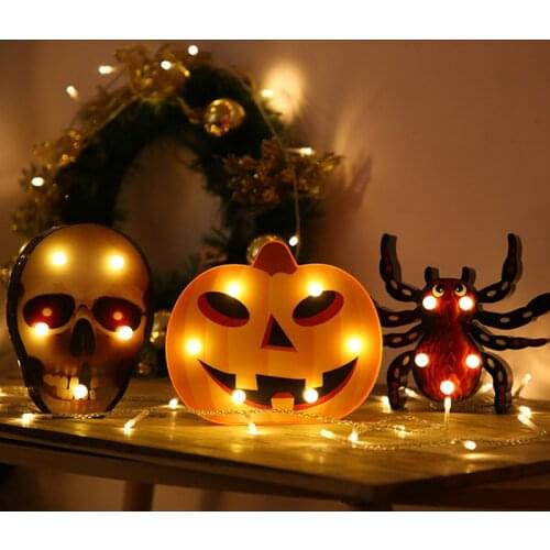 Halloween Decoration Led Lights Pumpkin Spider Bat Skull Head Outdoor Decorative Modeling Lights Helloween Party Decoracion