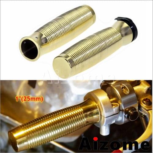 Universal Old School Motorcycle Solid Brass Grips 1" Handlebar Grips For Harley Honda Yamaha Suzuki Cafe Racer Custom