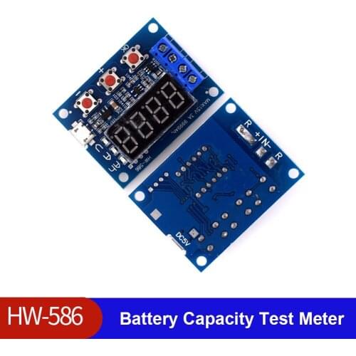 HW-586 Battery Tester LED Digital Display 18650 Lithium Battery Supply Test Module Lead-acid Capacity Discharge Analyzer Meter