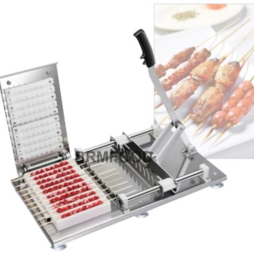 Stainless Steel Manual Mutton Kebab Meat String Machine Satay Skewer Machine Grilling BBQ Skewer Maker