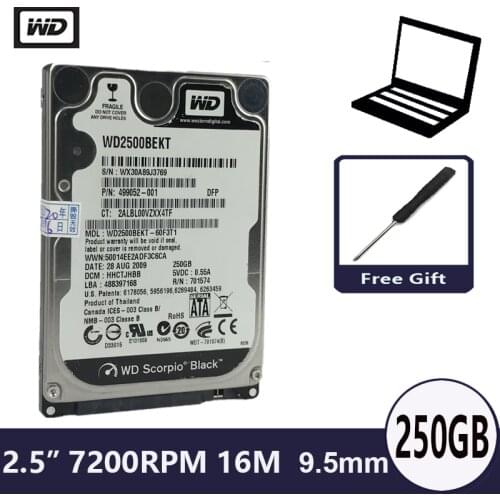 WD Black 250Gb 2.5" SATA II Internal Hard Disk Drive HDD HD Harddisk 16M 9.5mm 7200 RPM for Notebook Laptop