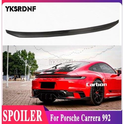 YKSRDNF For 2019 2020 Porsche Carrera 992 Spoiler Carbon Fiber Rear Lip Tail Spoiler Trunk Boot Wing Decoration Car Styling