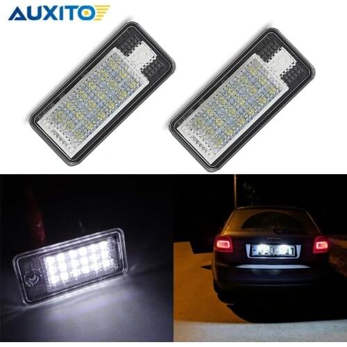Rear LED License Plate Light for Audi A3 S3 A4 S4 B6 S4 B7 A6 C6 S6 A8 S8 Q7 RS4 RS6 Plus vant 18SMD LED Auto Lamp License Light