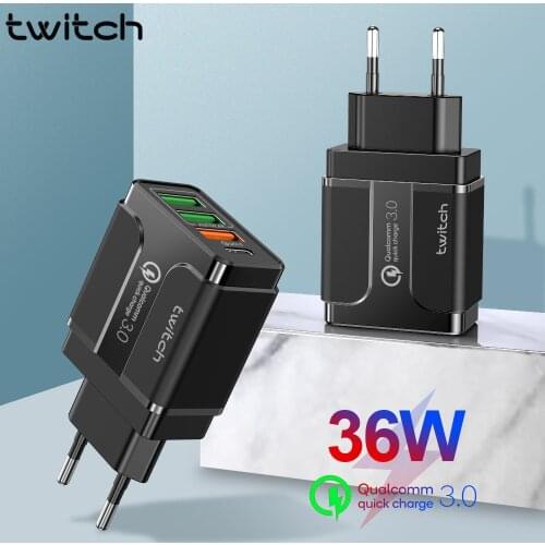 Twitch 3 Ports USB Charger Quick Charge 3.0 For iphone Samsung Xiaomi Huawei Fast Charge PD Charger For Phone Charging Adapter