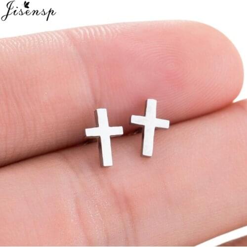 Jisensp Geometric Simple Stainless Steel Cross Earrings for Girls Women Everyday Jewelry Cute Mini Stud Earrings Valentines Day