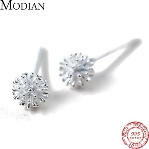 Modian Simple Round Fashion Tiny Stud Earrings 925 Sterling Silver Exquisite Studs Ear For Women S925 Charm Fine Jewelry Bijoux