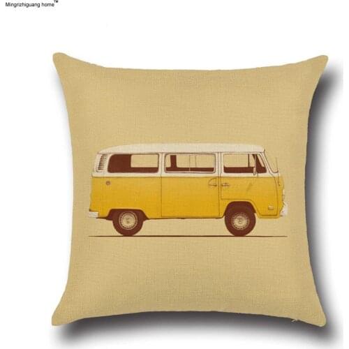 1PC Retro Car Paris Bus Taxi One Side Printing Home Decor Sofa Car Seat Decorative Cushion Cover Pillow Case Capa Almofad OU 011