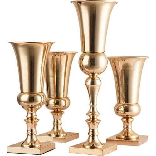 10 PCS/LOT Vase Wedding Table Centerpieces Nordic Vases Event Floor Road Lead Metal Vase Flower Holders For Home Decor