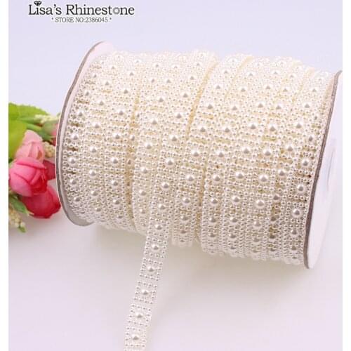 2 Yard Cotton Fishing Line Artificial Ivory White Square Sun Flower Flatback Pearl Beads Chain DIY Garland Wedding Decoration