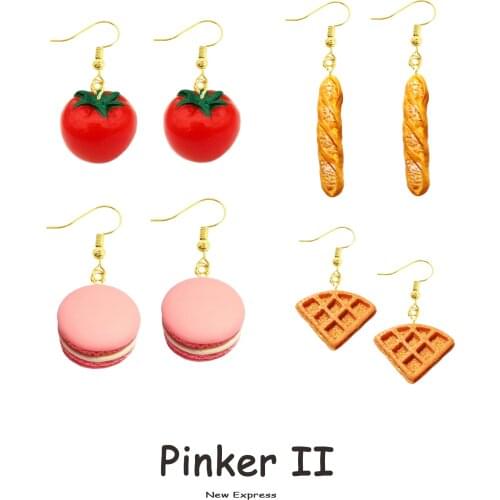 24 Style Tomato Fruit Cheese Grape Lemon Macaroni Waffle Stick Women Girls Children Friendship Gifts Drop Earrings