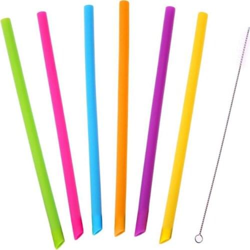 3Pcs/set Reusable Silicone Drinking Straws with Brushes Flexible Straws for 20 oz Tumbler Bar Party Straws