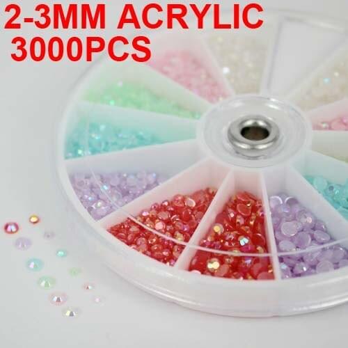 3000pcs Nail Art Sticker Acrylic Rhinestones Mixed 2 3mm In Milk Candy 6 Colors Wheel Glue On Beads DIY Crafts Decorations