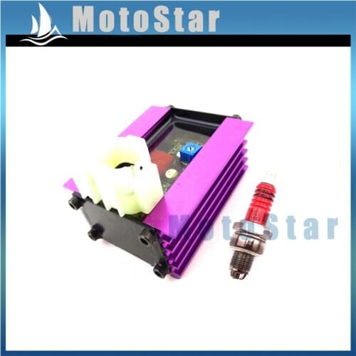 6 Pin Racing Adjuster AC CDI + 3 Electrode A7TC Spark Plug For 50cc 125cc 150cc ATV Quad GY6 Scooter Moped