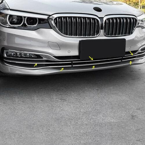 For BMW 5 Series G30 2017-19 Steel Chrome Front Bottom Lip Grille Cover Trim 6pc