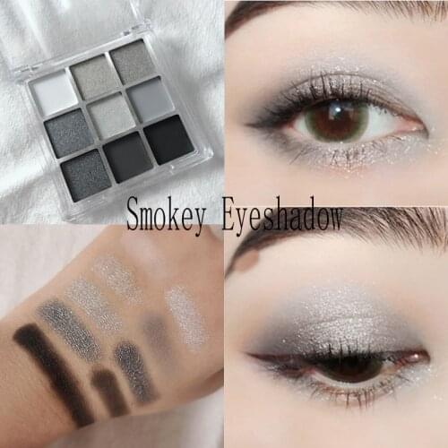 9Color Smoky Eyeshadow Pearlescent Matte Gray Makeup Palette Brighten Eyes Face Natural Looks Easy Drawing Long-lasting Comestic