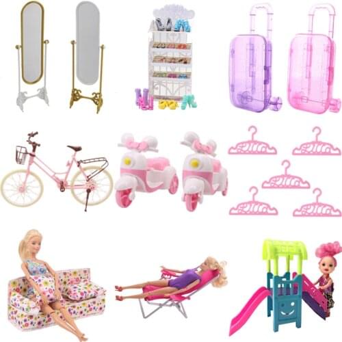 Mix Doll Accessories Option Shoes / Shoe Cabinet White Rack Storage Sofa Dresses Dollhouse Furniture for Barbied Doll
