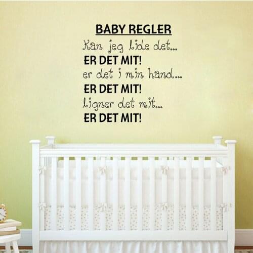 Free shipping Danish BABY REGLER Vinyl Wall Decals Sticker For Nursery Decor,Denmark Letter Wall Art For Home Decoration