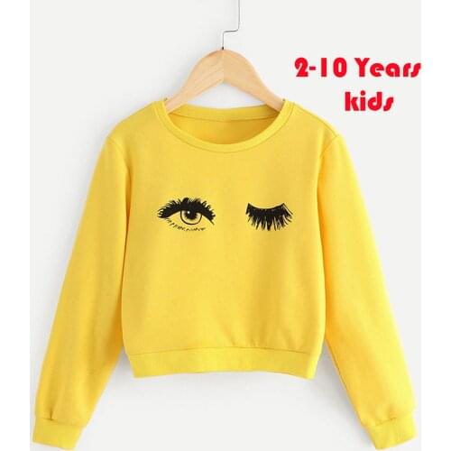 Teen Kids Girls Clothes Eye and Eyelash Print Cute Sweatshirts Long Sleeve Pullover Tops Clothes 3 5 7 9 11 Years felpa bambino