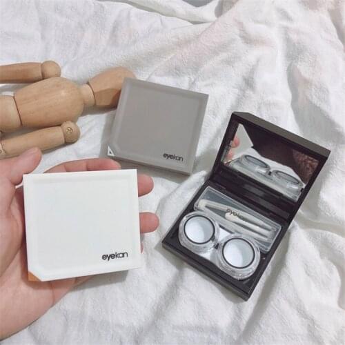 Elegant Magnetic Switch contact lens case with mirror Ins beauty lens case contact lens storage box Can as gift