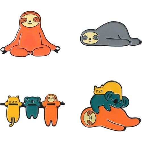 Anime Sloth Enamel Brooch Lapel Pins Badges For Backpack Cute Sloth Pin Badges On Backpack Decorative Enamel Brooches For Women