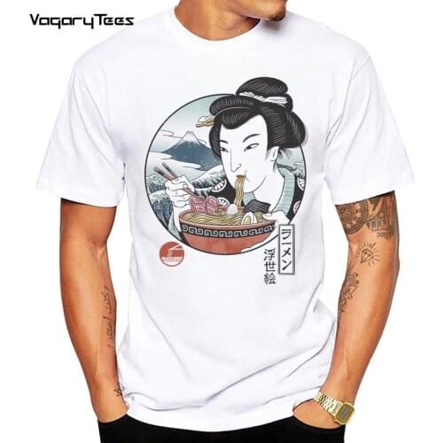 Vintage Japanese Geisha Ramen T Shirt Hip Hop Harajuku A Taste of Japan T-Shirt Short Sleeves Casual Tops Streetwear Tee