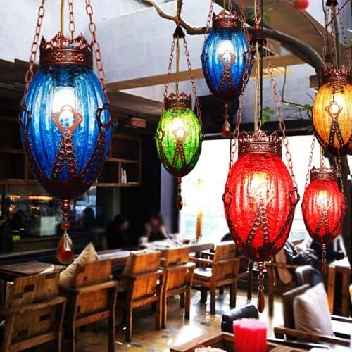 Characteristic Mysterious Folk-custom Pendant Lamp Mediterranean Sea pendant lighting glass Shackles Bohemia pendant lights Led