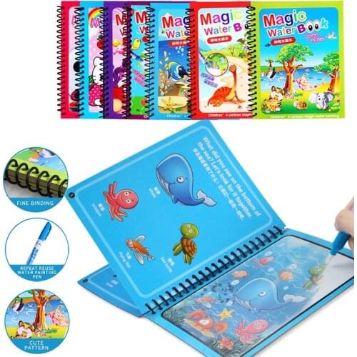 20 Types Montessori Toys Magic Water Drawing Book Reusable Coloring Game Sensory Early Education Toys For Kids Birthday Gift
