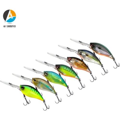 1pc NEW Fishing Lure 70mm 21g Rock Crank Bait Crankbait with 2 Treble Hooks Swim Hard Lure Baits Wobbler Floating 0.3-1.2 Depth
