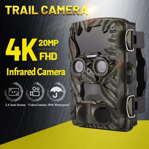Trail Camera 20MP 4K Starlight Night Vision Dual-Lens IP66 Motion Activate 0.2s Trigger Hunting Camera Outdoor Wildlife Scouting