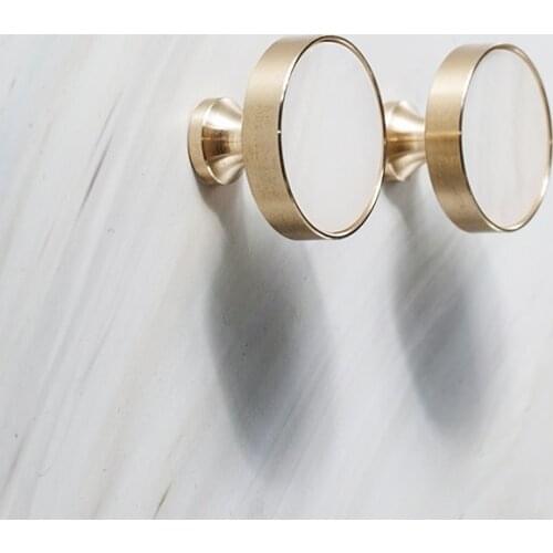 Brass Handle creative European furniture minimalist pearl shell wardrobe door drawer American cabinet pure copper round handle